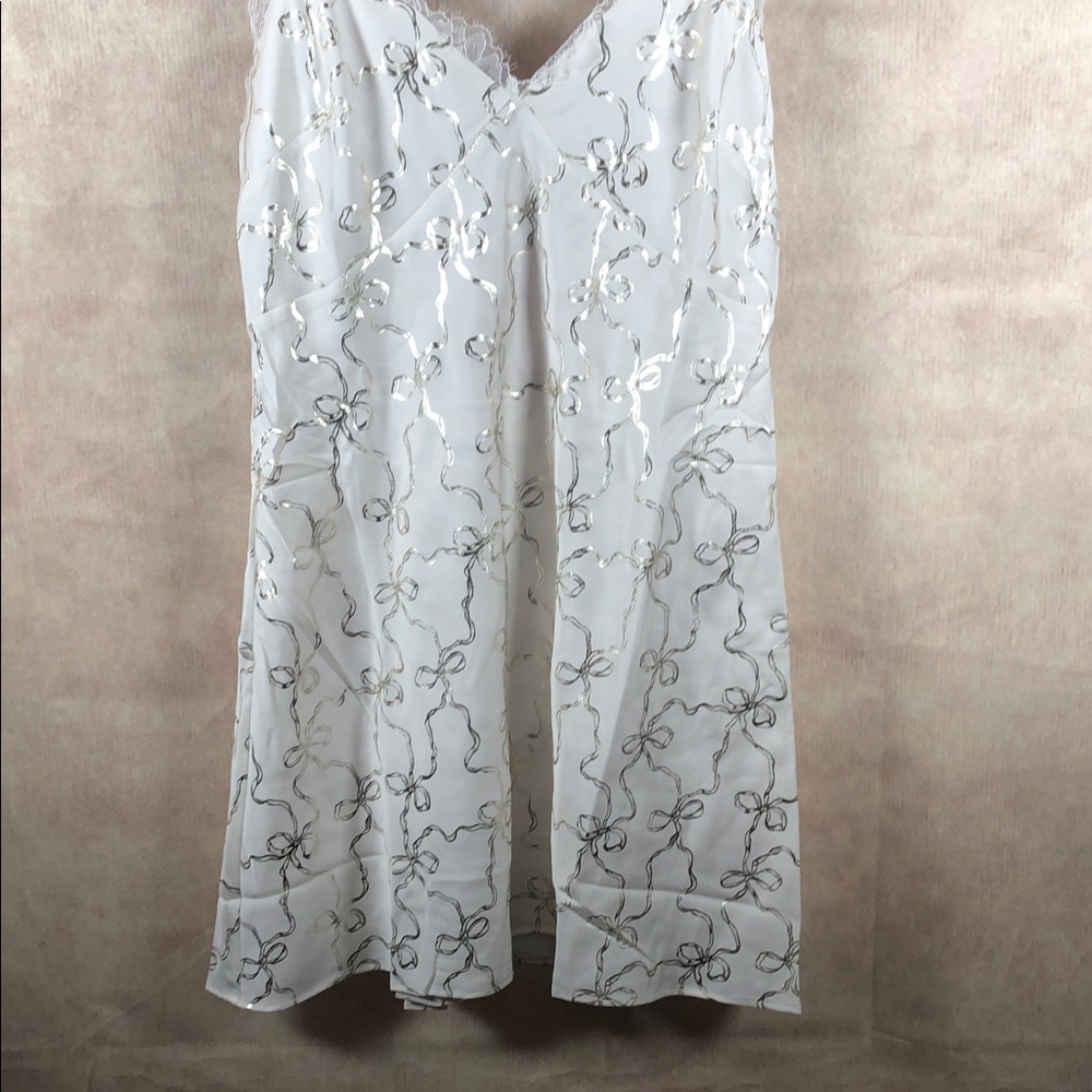 LoveShackFancy x VS PINK Ivory with Gold Bow Balletcore Babydoll Slip Mini Dress - Picture 6 of 8